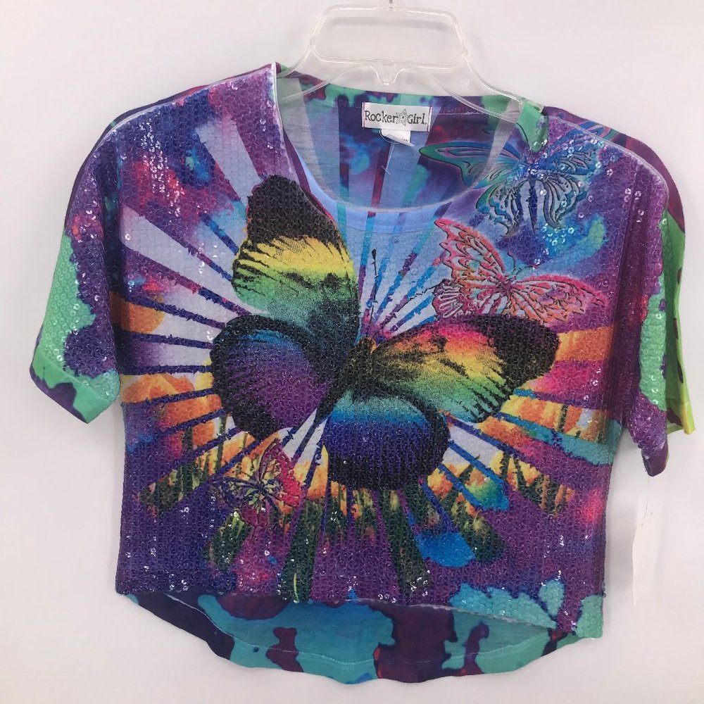 🎪NWT-Rocker Girl sequence crop top